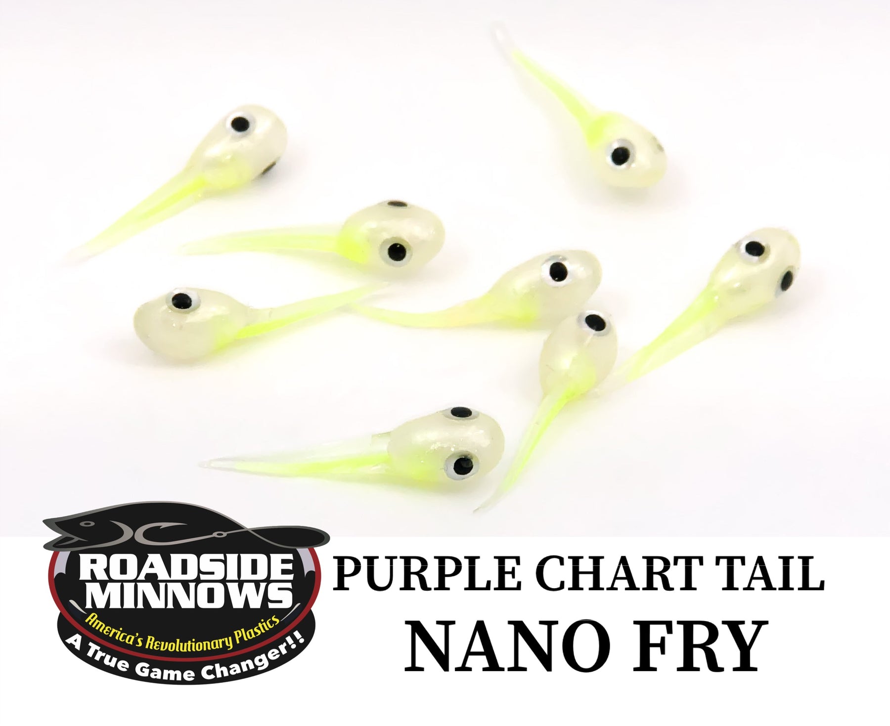 Nano Frys Custom Fishing Tackle by Roadside Minnows New! 2020 Pearl Chartreuse Tail